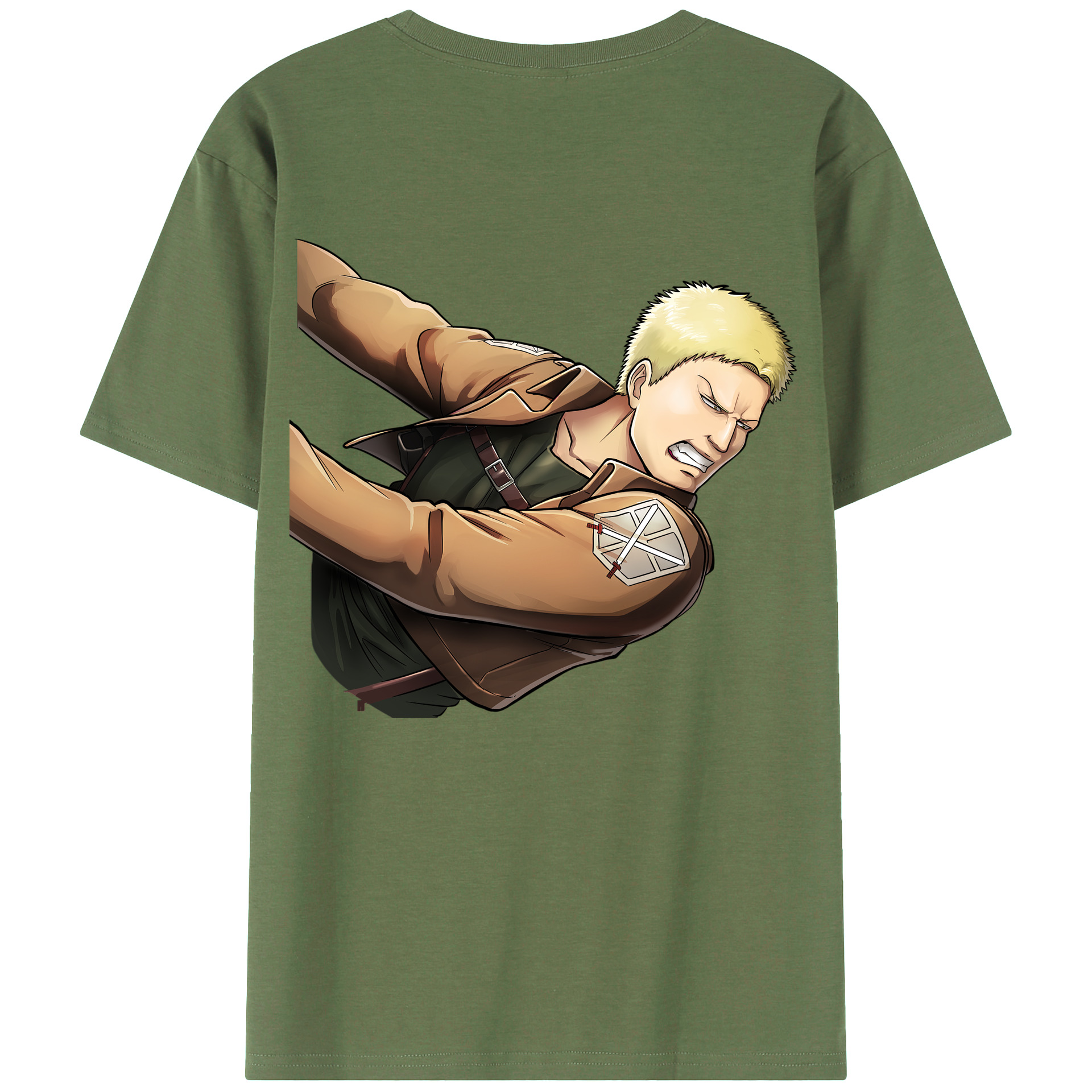 （画像用） 進撃の巨人 ライナー・ブラウン Attack on Titan Reiner Braun 綿100％ メンズ半袖Tシャツ（バックプリント） 通気性